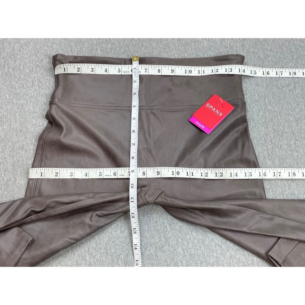 Spanx Leggings Womens XL Brown Faux Leather Shaping Stretch Waistband 29" Inseam - Picture 9 of 11
